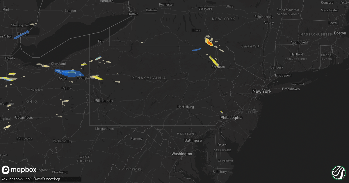 Hail map in Pennsylvania on June 1, 2022