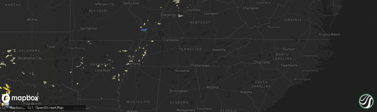 Hail map in Tennessee on June 1, 2022