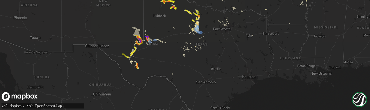 Hail map in Texas on June 1, 2022