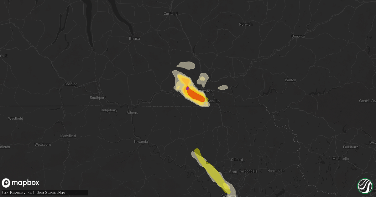 Hail map in Vestal, NY on June 1, 2022