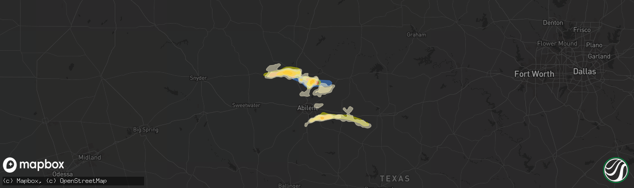 Hail map in Abilene, TX on June 1, 2023