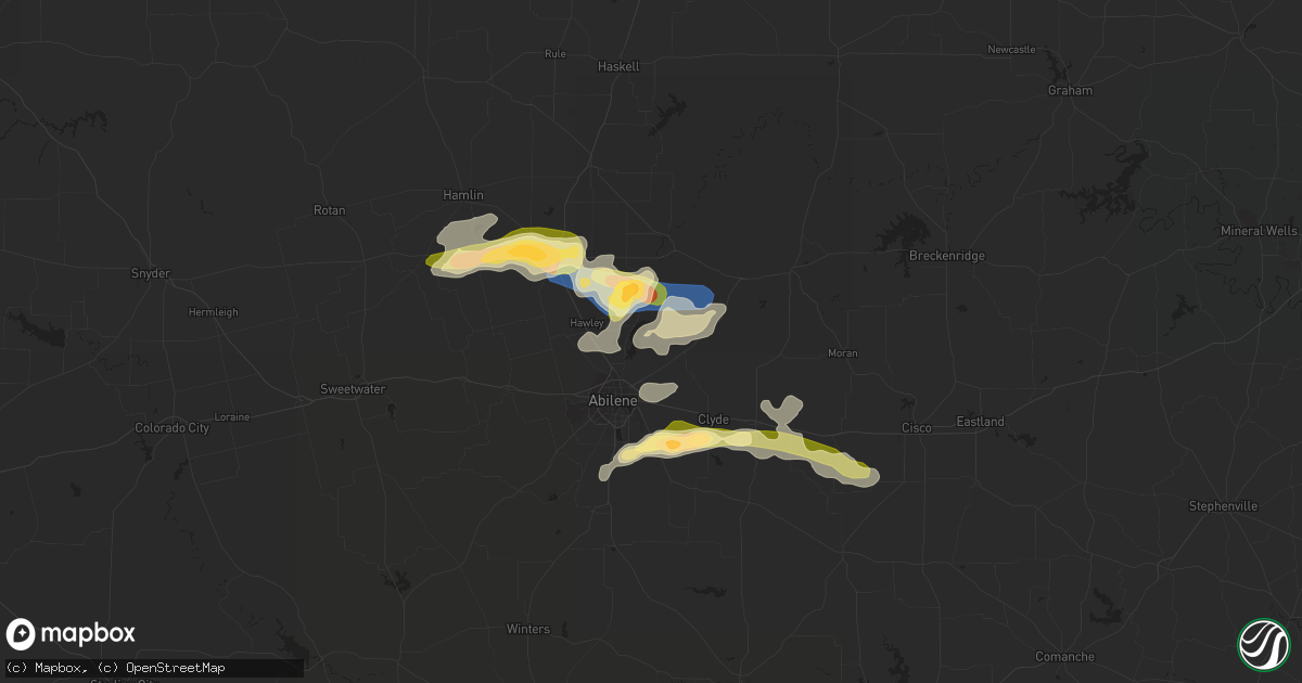 Hail map in Abilene, TX on June 1, 2023