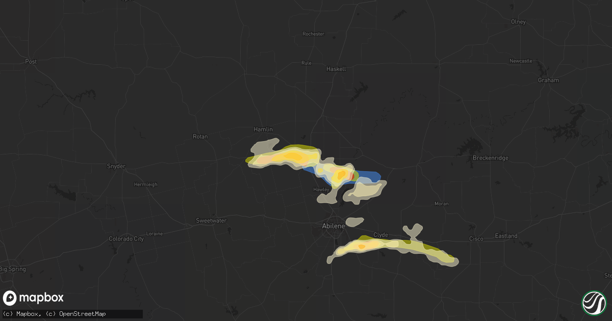 Hail map in Anson, TX on June 1, 2023