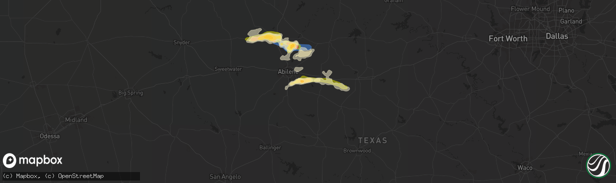 Hail map in Clyde, TX on June 1, 2023