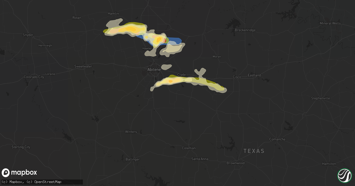 Hail map in Clyde, TX on June 1, 2023