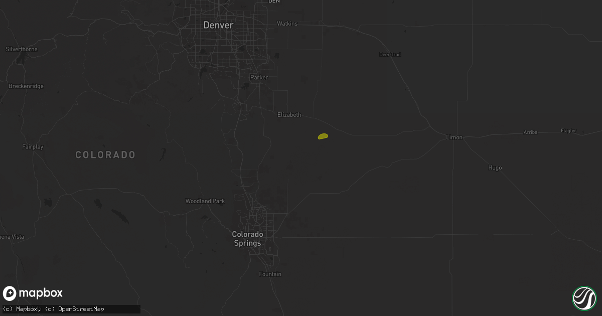 Hail map in Elbert, CO on June 1, 2023