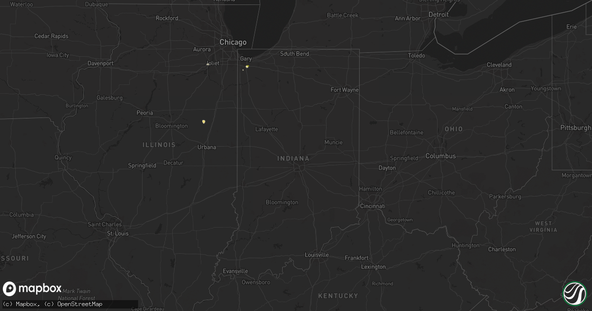 Hail map in Indiana on June 1, 2023