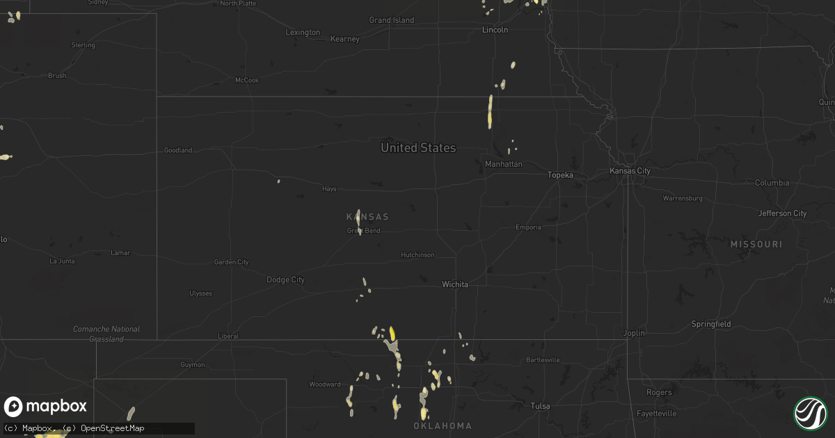 Hail map in Kansas on June 1, 2023