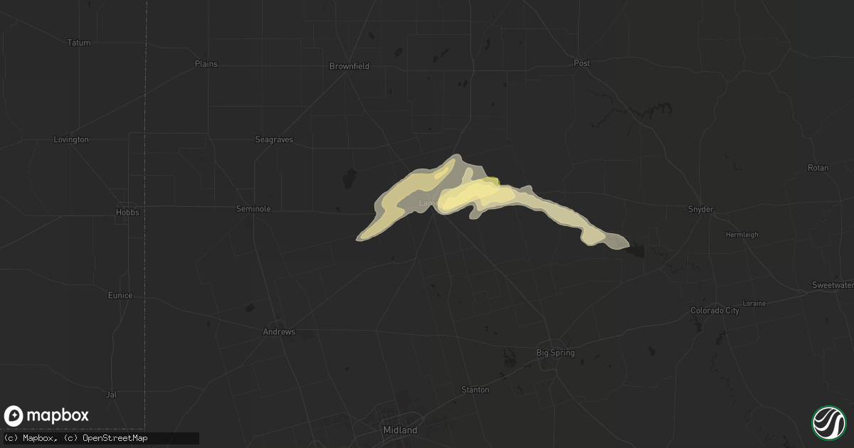 Hail map in Lamesa, TX on June 1, 2023