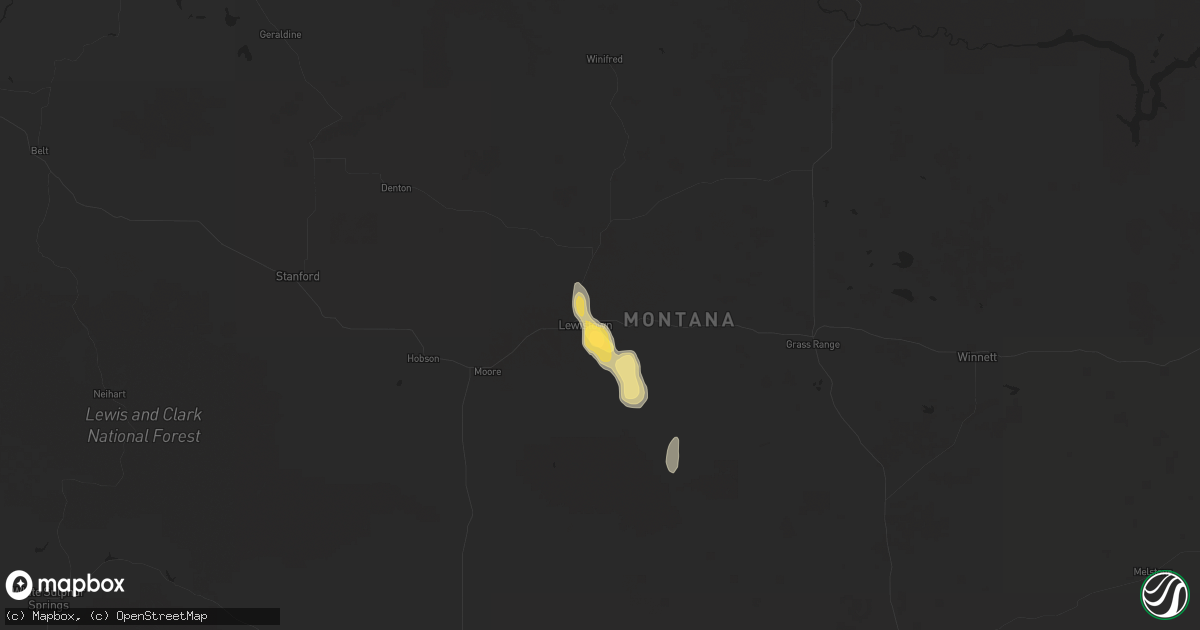 Hail map in Lewistown, MT on June 1, 2023
