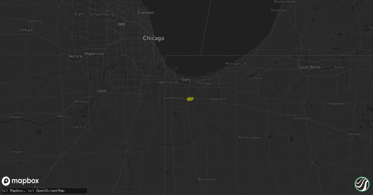 Hail map in Merrillville, IN on June 1, 2023