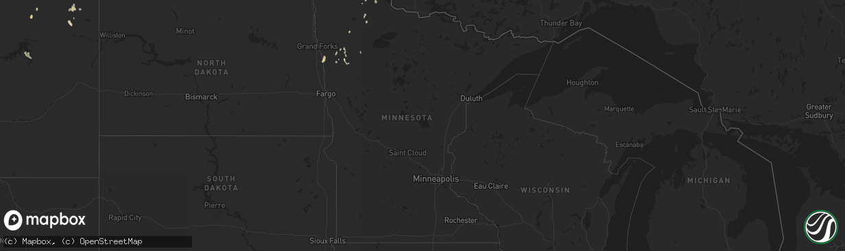 Hail map in Minnesota on June 1, 2023