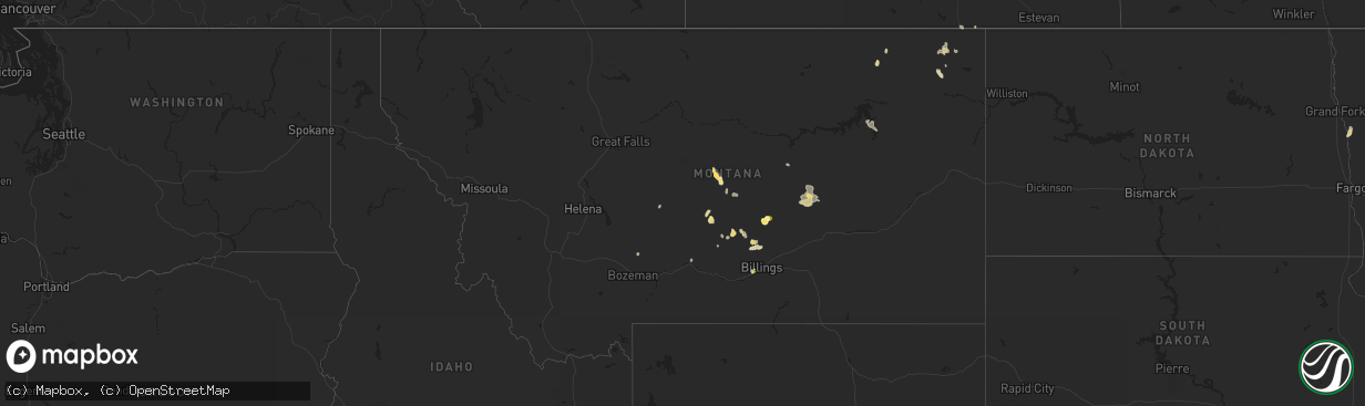 Hail map in Montana on June 1, 2023