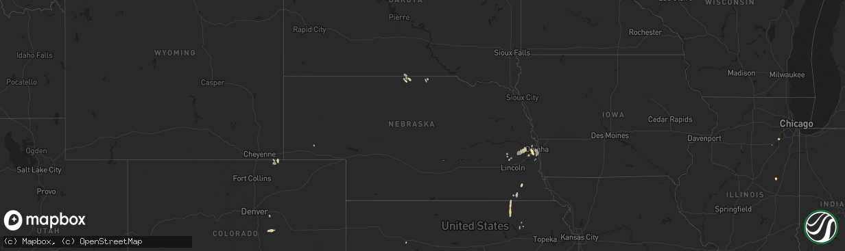 Hail map in Nebraska on June 1, 2023