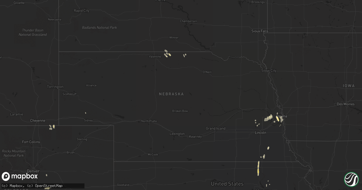 Hail map in Nebraska on June 1, 2023