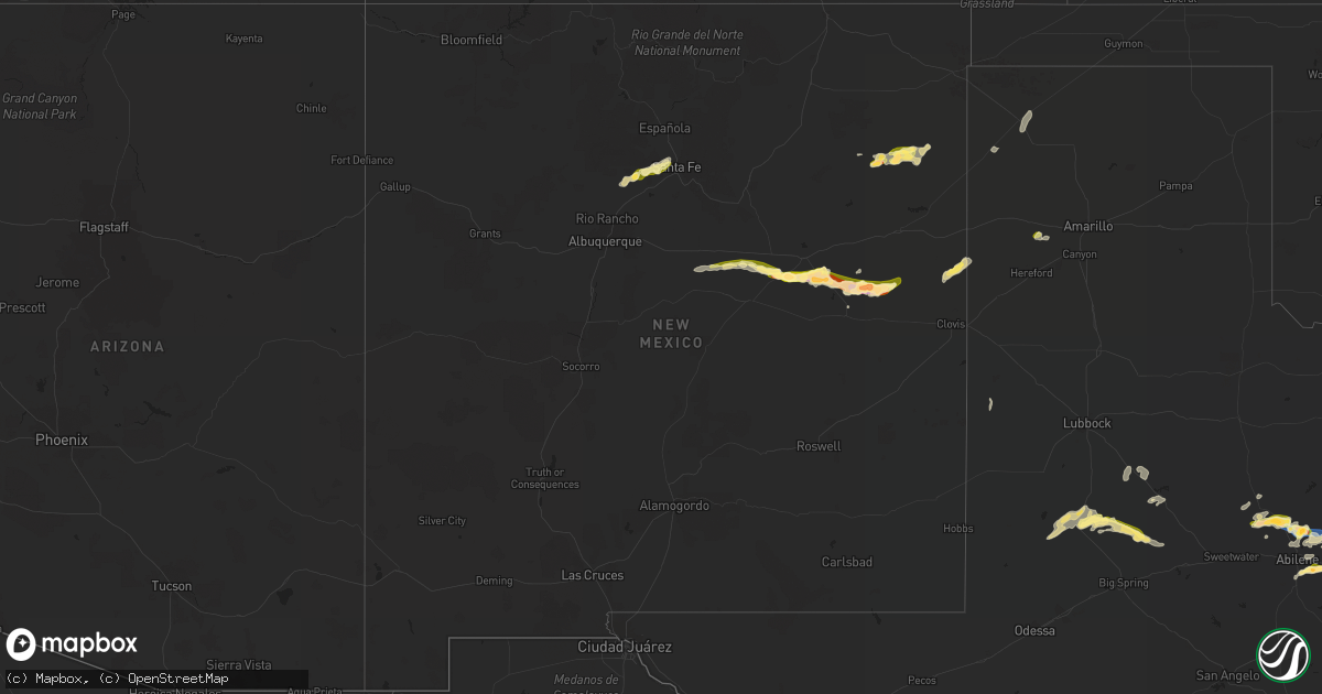 Hail map in New Mexico on June 1, 2023
