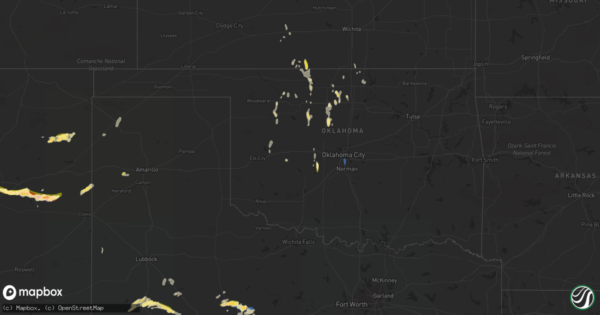 Hail map in Oklahoma on June 1, 2023