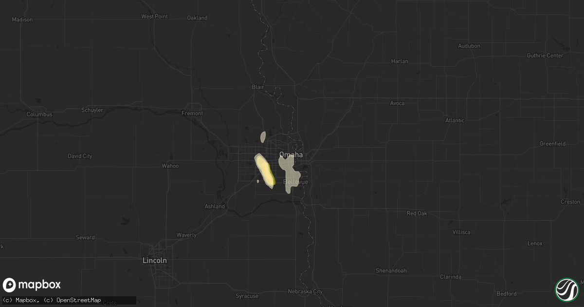 Hail map in Omaha, NE on June 1, 2023
