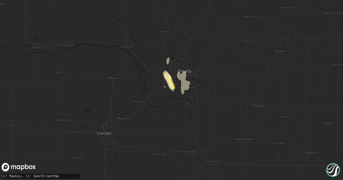 Hail map in Papillion, NE on June 1, 2023
