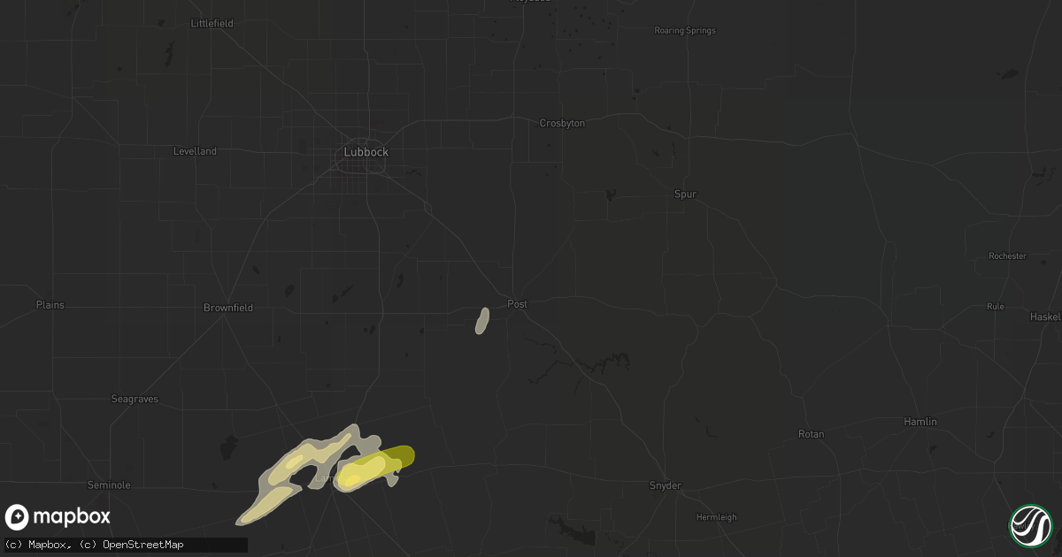 Hail map in Post, TX on June 1, 2023