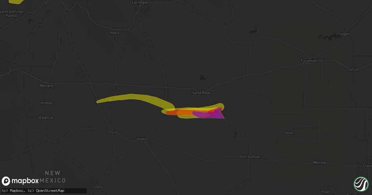 Hail map in Santa Rosa, NM on June 1, 2023
