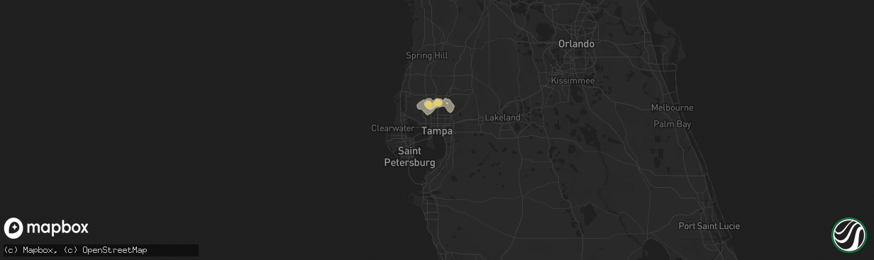 Hail map in Tampa, FL on June 1, 2023