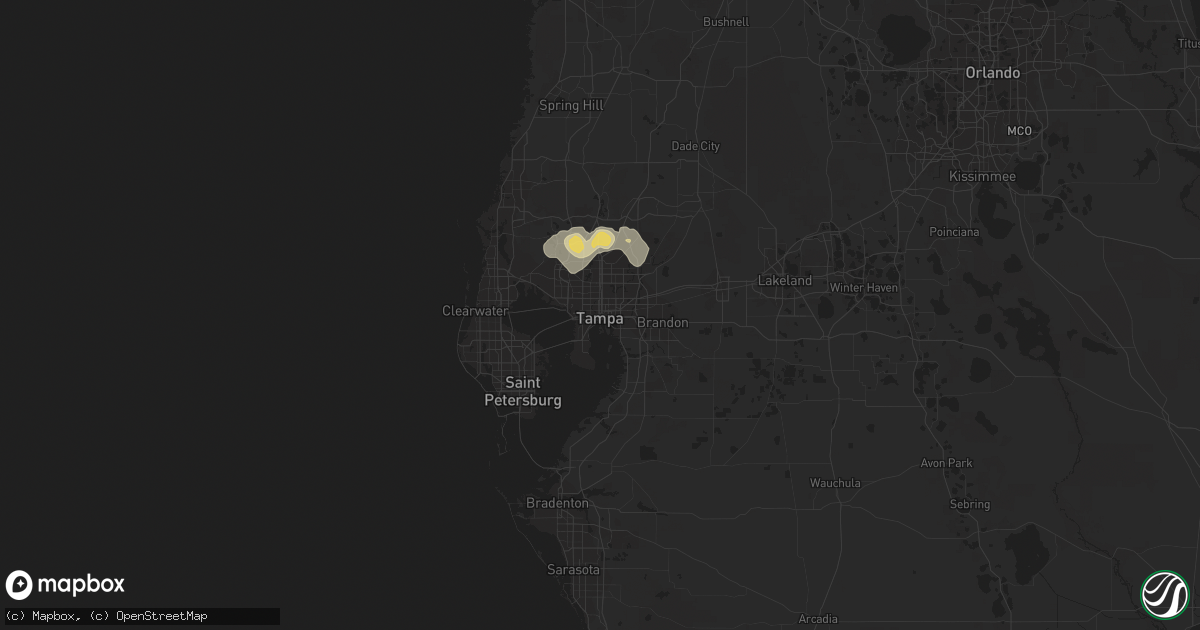 Hail map in Tampa, FL on June 1, 2023