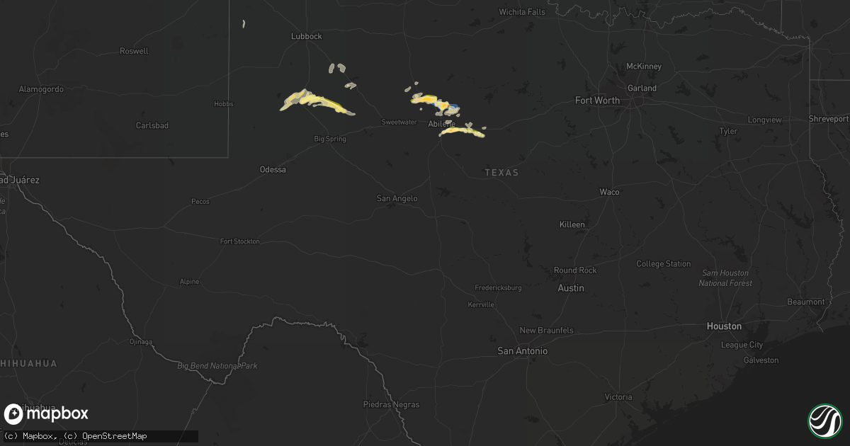 Hail map in Texas on June 1, 2023