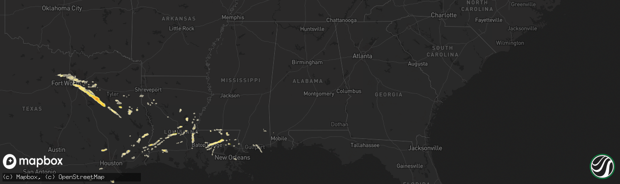 Hail map in Alabama on June 1, 2024
