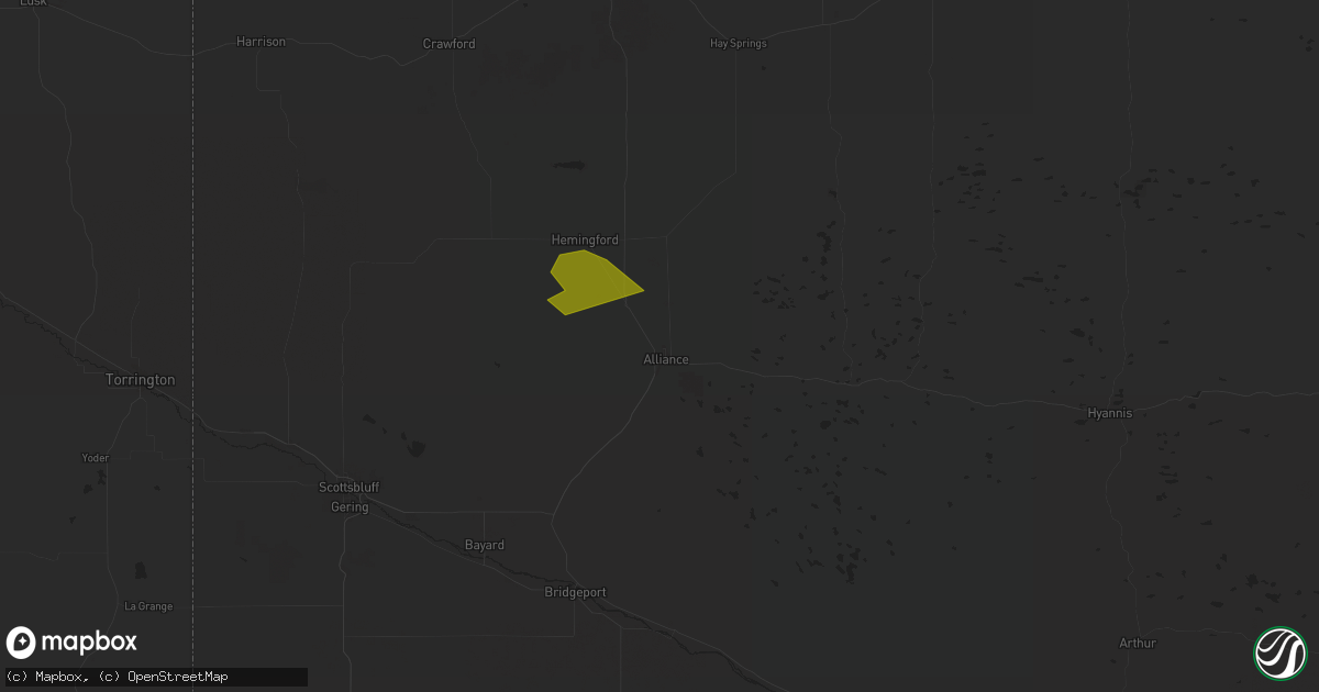 Hail map in Alliance, NE on June 1, 2024