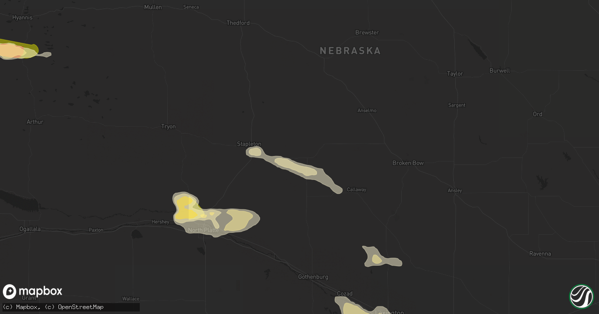 Hail map in Arnold, NE on June 1, 2024