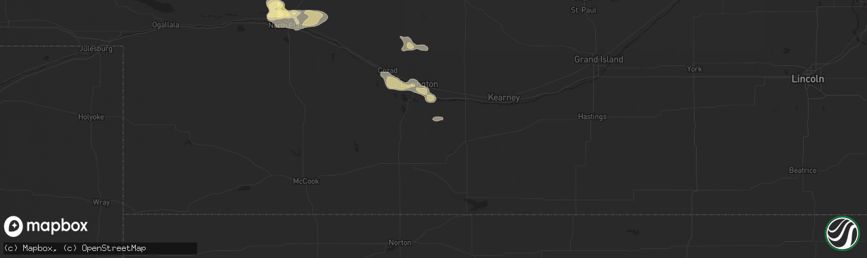 Hail map in Bertrand, NE on June 1, 2024