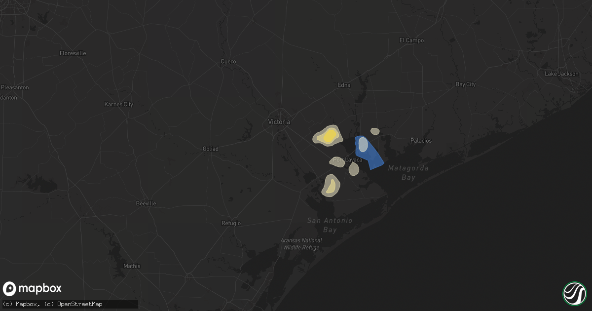 Hail map in Bloomington, TX on June 1, 2024