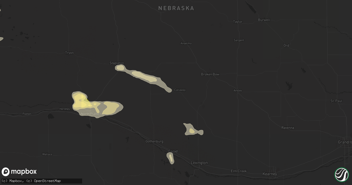 Hail map in Callaway, NE on June 1, 2024