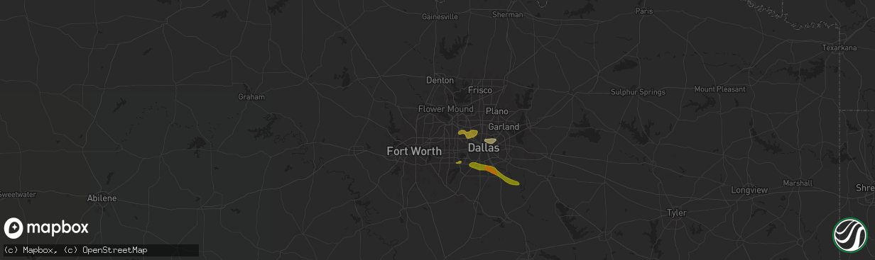 Hail map in Colleyville, TX on June 1, 2024