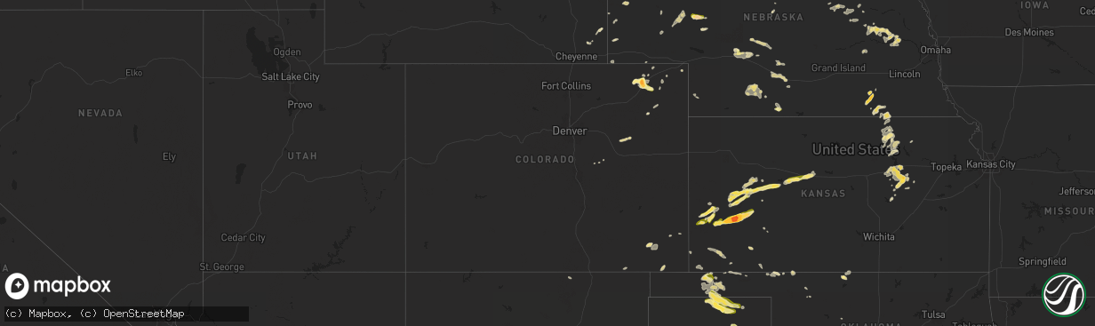 Hail map in Colorado on June 1, 2024