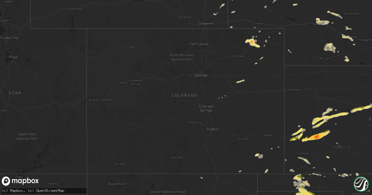 Hail map in Colorado on June 1, 2024