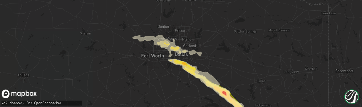 Hail map in Dallas, TX on June 1, 2024