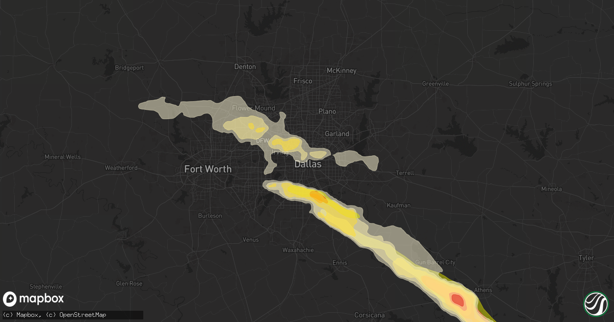 Hail map in Dallas, TX on June 1, 2024