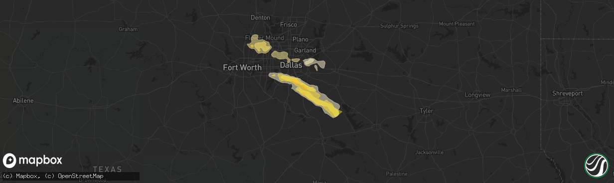 Hail map in Ferris, TX on June 1, 2024