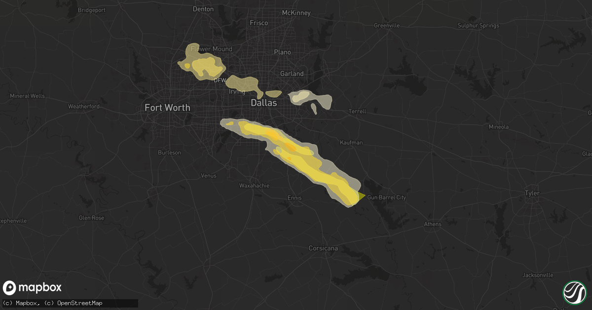 Hail map in Ferris, TX on June 1, 2024
