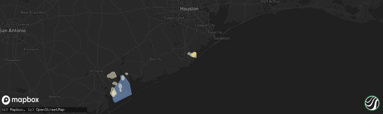 Hail map in Freeport, TX on June 1, 2024