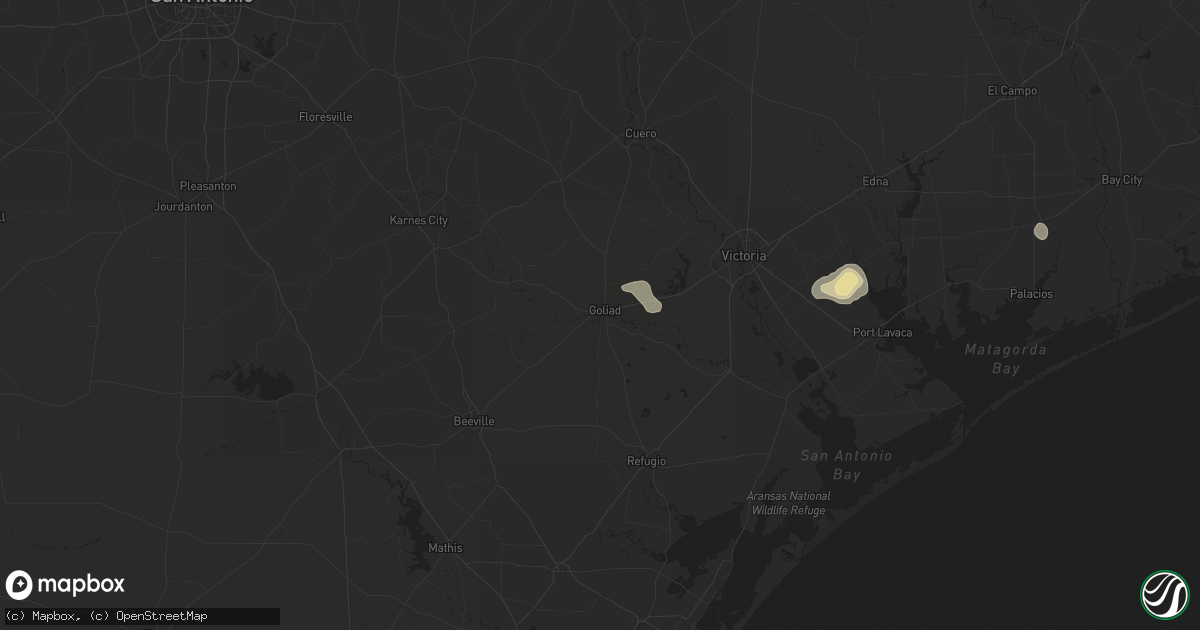 Hail map in Goliad, TX on June 1, 2024