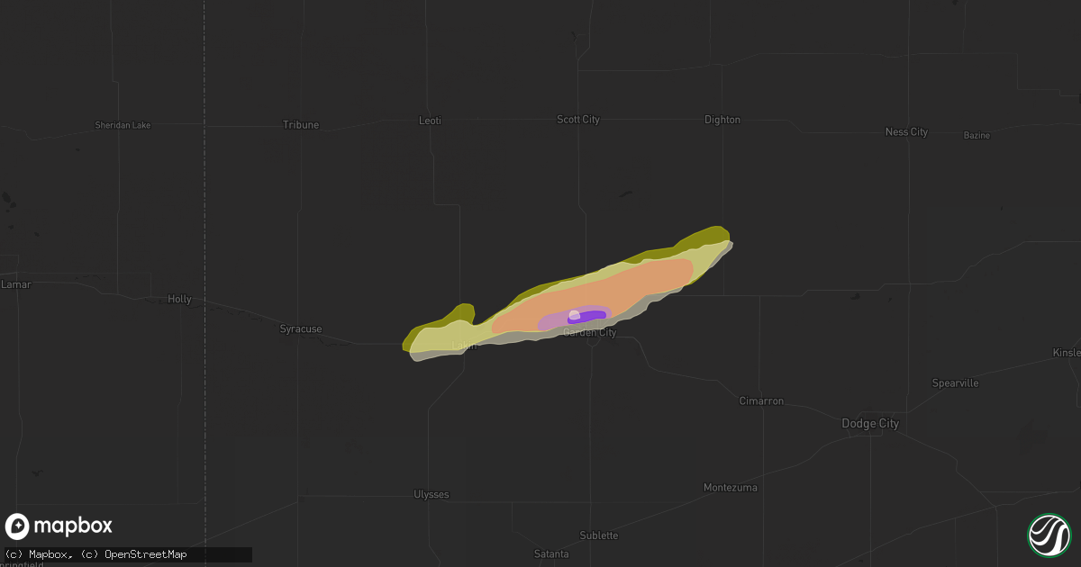 Hail map in Holcomb, KS on June 1, 2024