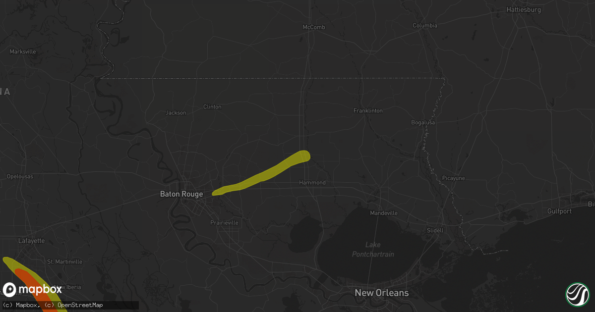 Hail map in Independence, LA on June 1, 2024