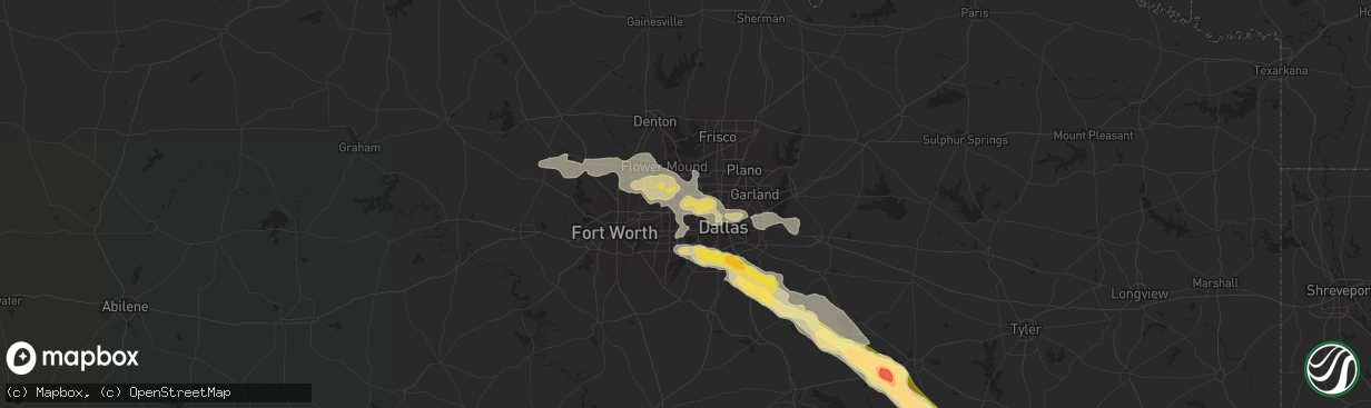 Hail map in Irving, TX on June 1, 2024