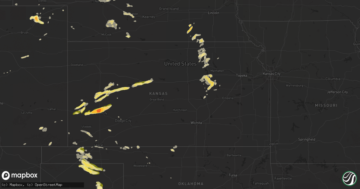 Hail map in Kansas on June 1, 2024