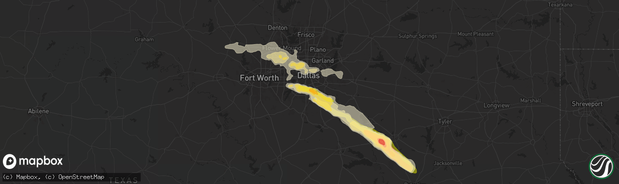 Hail map in Lancaster, TX on June 1, 2024
