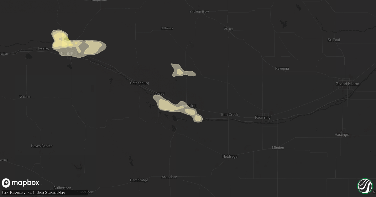 Hail map in Lexington, NE on June 1, 2024