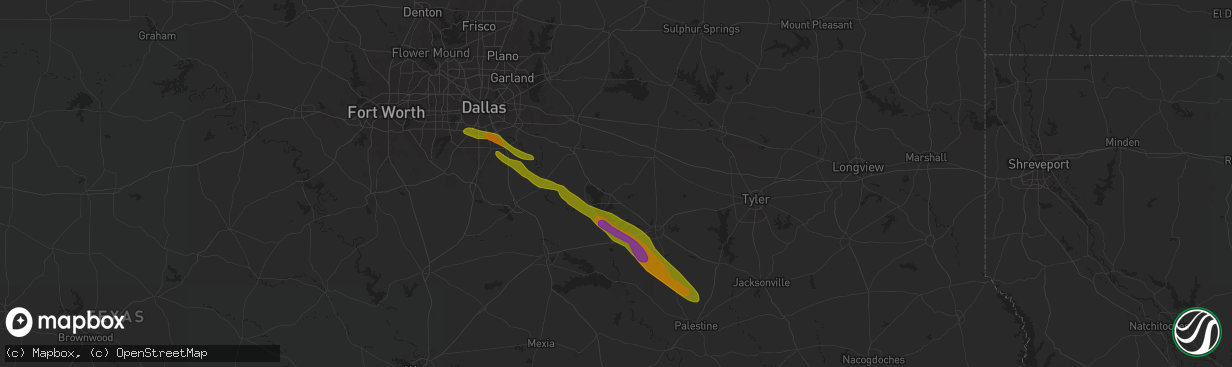 Hail map in Mabank, TX on June 1, 2024